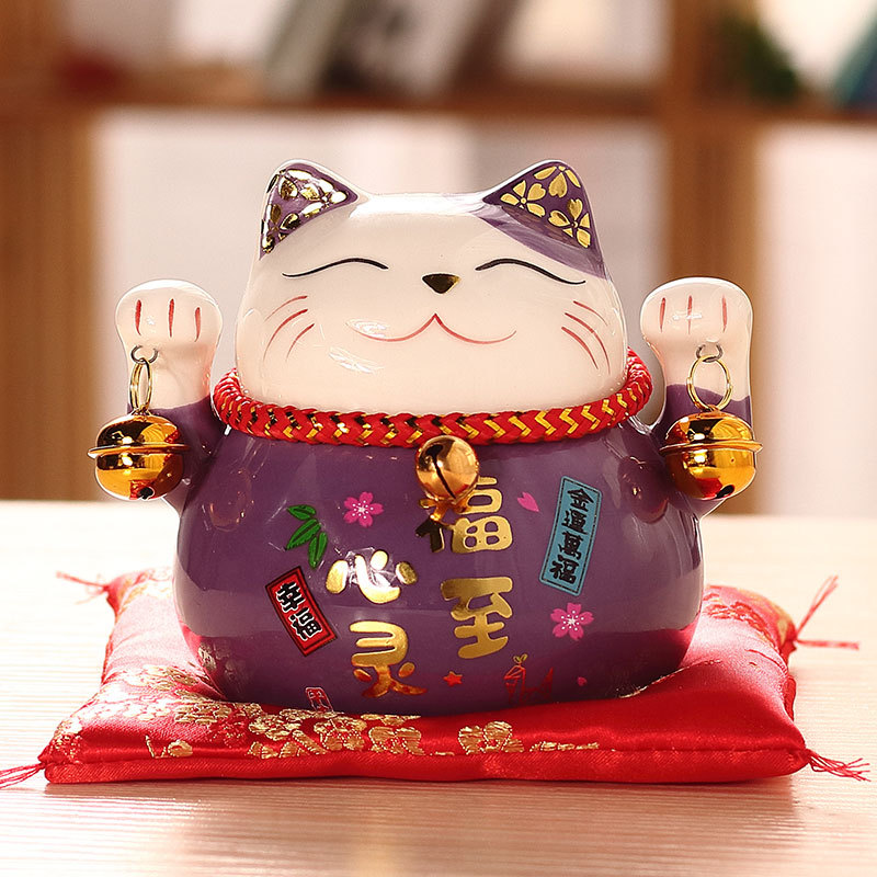 Mèo Thần Tài Ống Heo Bằng Sứ 12X9X10Cm