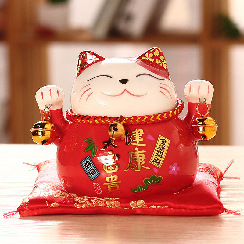 Mèo Thần Tài Ống Heo Bằng Sứ 12X9X10Cm