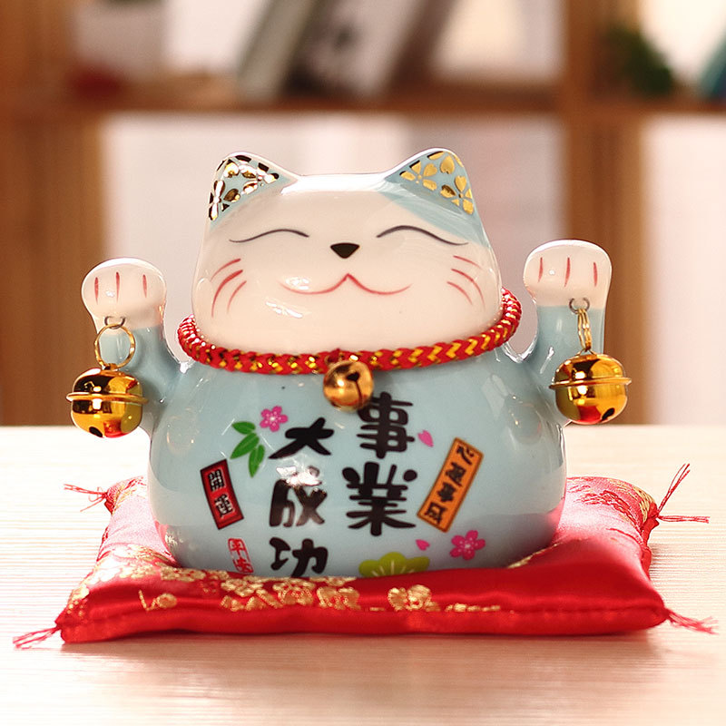 Mèo Thần Tài Ống Heo Bằng Sứ 12X9X10Cm