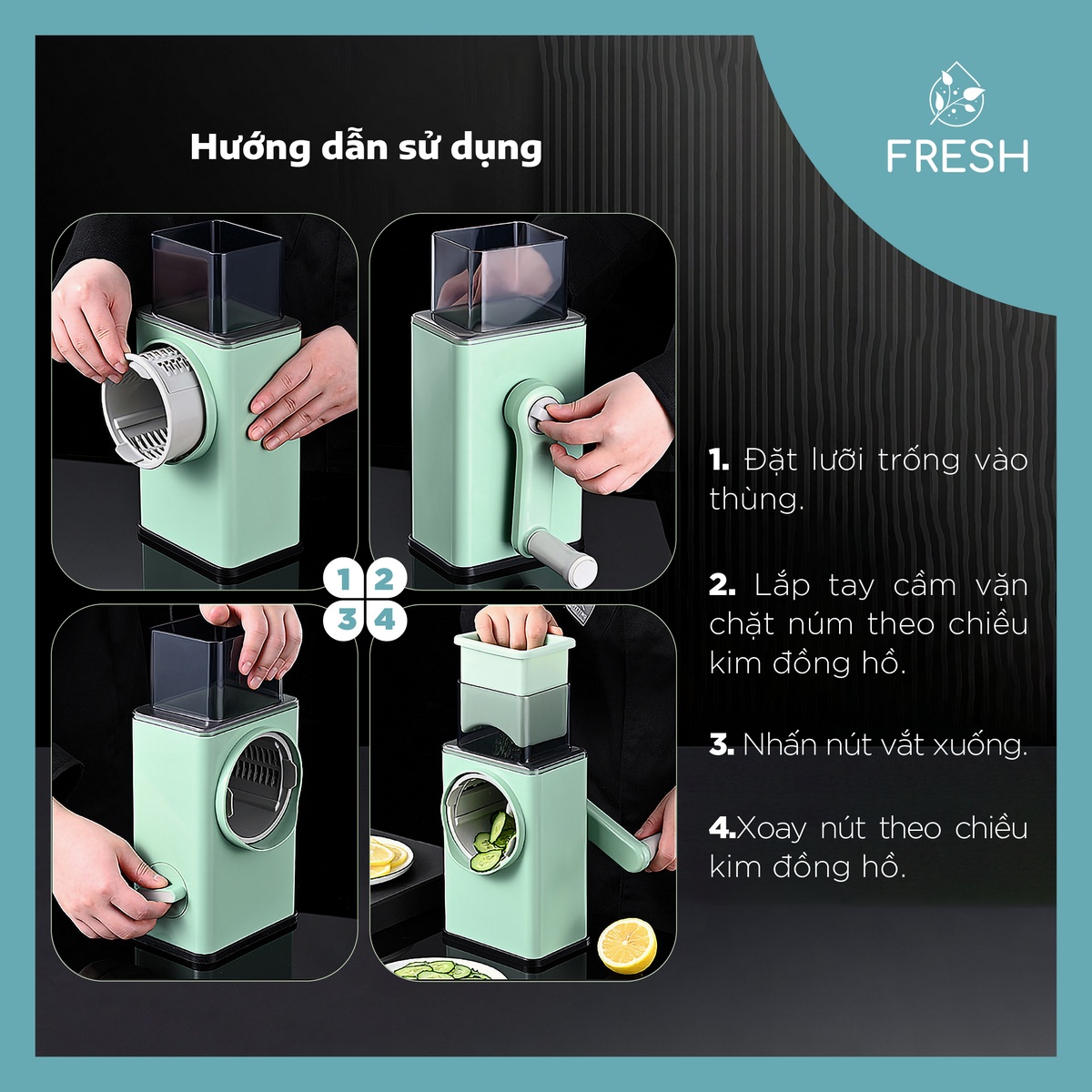 Dụng Cụ Thá¡ Rau Củ Quả Đa Năng Cầm Tay 4In1 Đa Năng