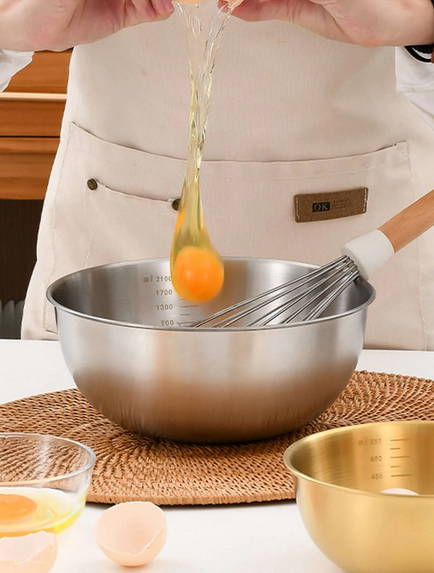 Bộ 3 Tô Trộn Inox 304 Có Chia Vạch Định Lượng 17-19.5-24Cm