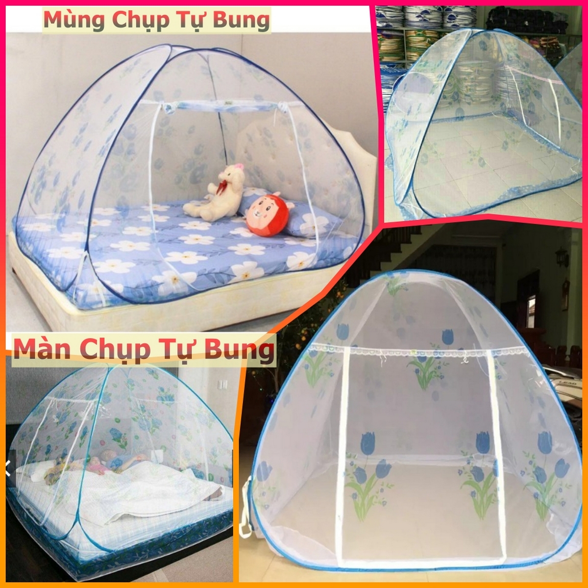 Màn Chụp Tự Bung Đỉnh Chóp Người Lớn Gấp Gọn Thông Minh 1M2