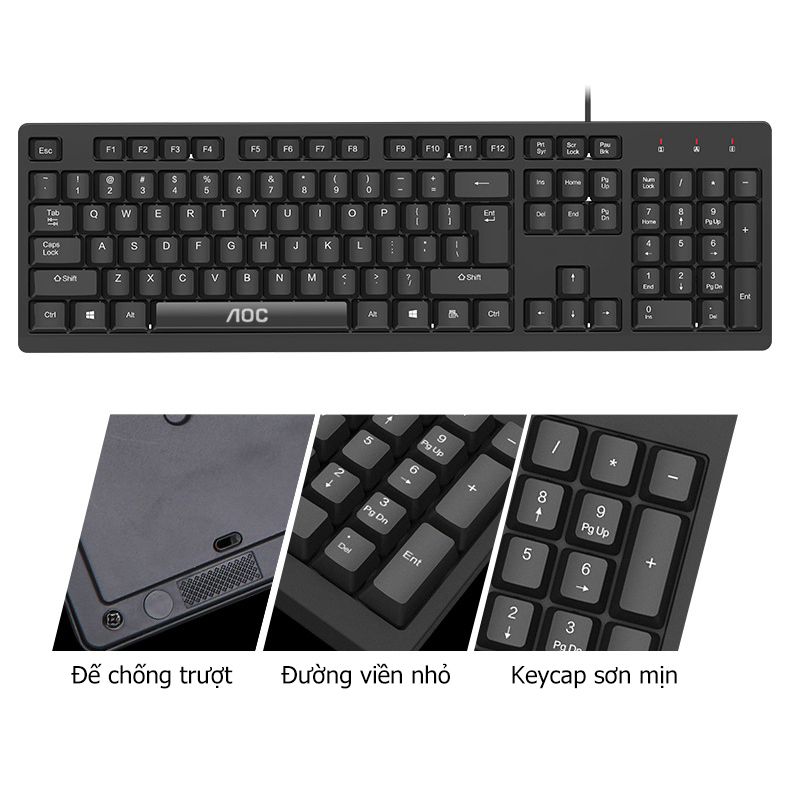 Bàn Phím Máy Tính Văn Phòng Có Dây Aoc Kb161 Cao Cấp
