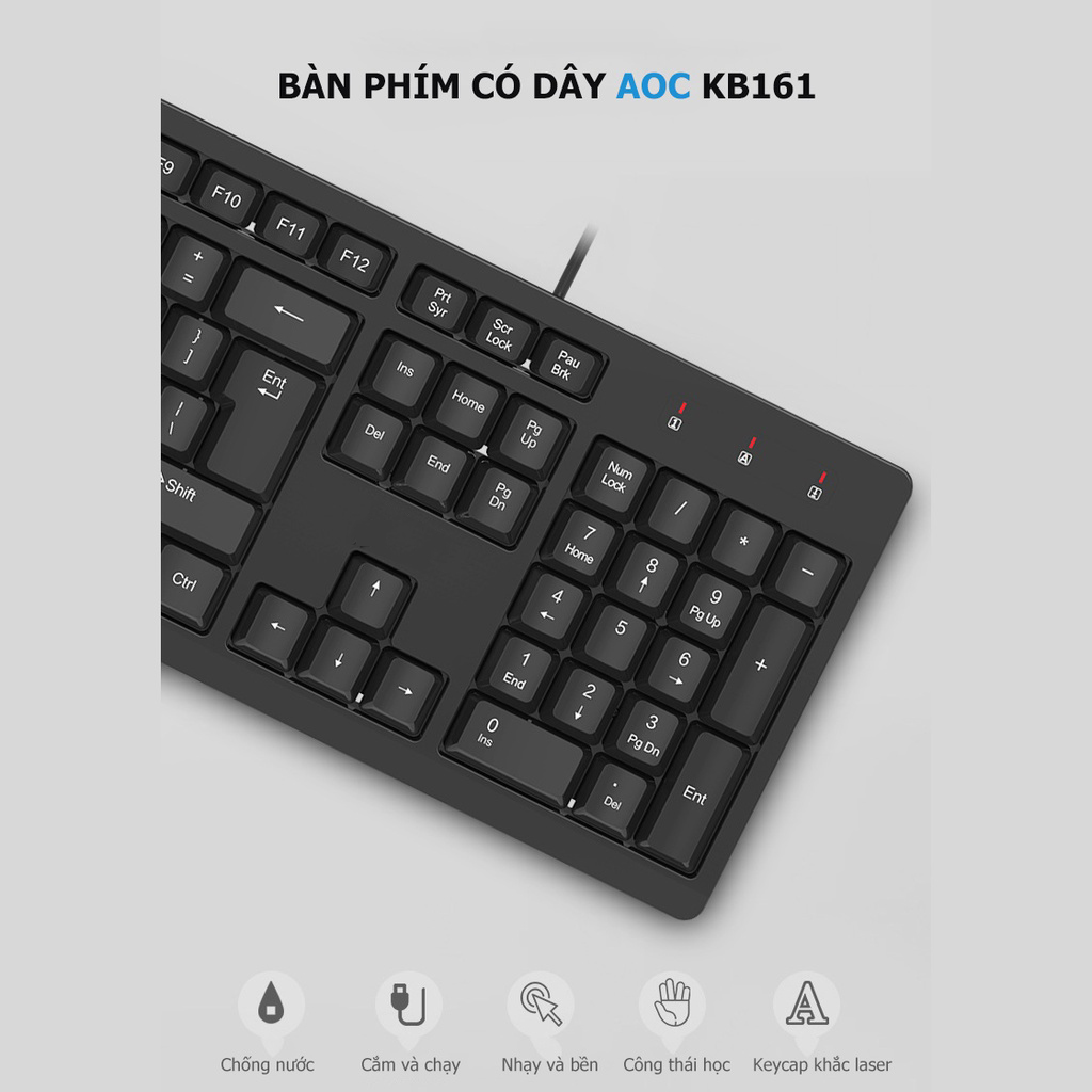 Bàn Phím Máy Tính Văn Phòng Có Dây Aoc Kb161 Cao Cấp