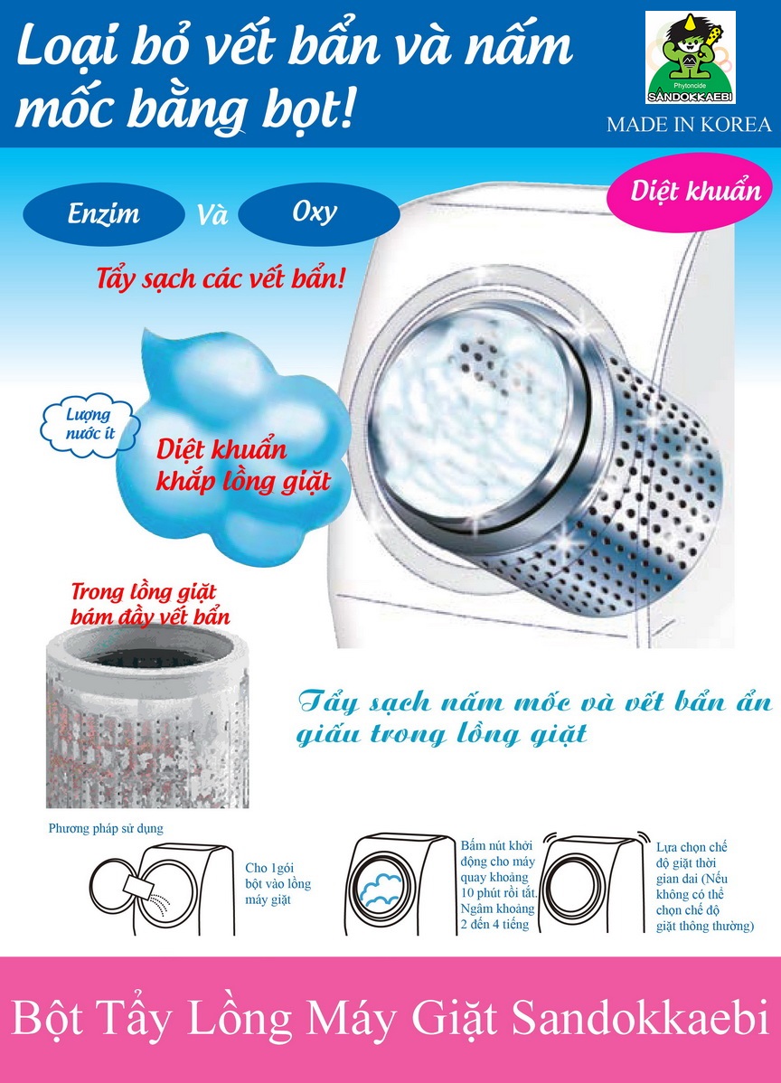Bột Tẩy Vệ Sinh Lồng Máy Giặt 450g Sandokkaebi Bột Tẩy Vệ Sinh Lồng Máy Giặt 450g Sandokkaebi