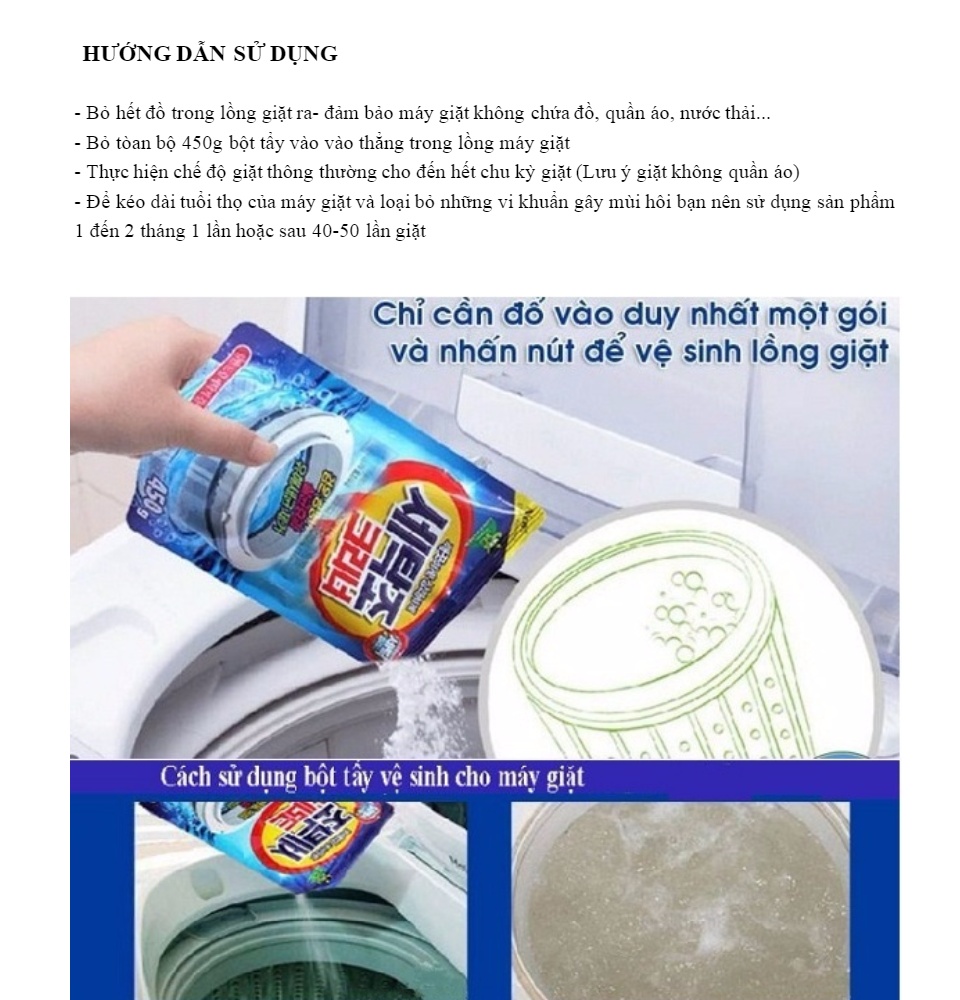 Bột Tẩy Vệ Sinh Lồng Máy Giặt 450g Sandokkaebi Bột Tẩy Vệ Sinh Lồng Máy Giặt 450g Sandokkaebi