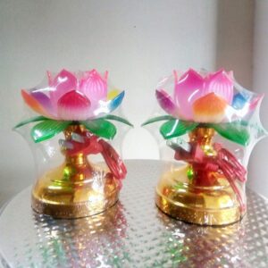 Cặp Nến Điện Hình Hoa Sen Để Bàn Thờ Cao 13cm