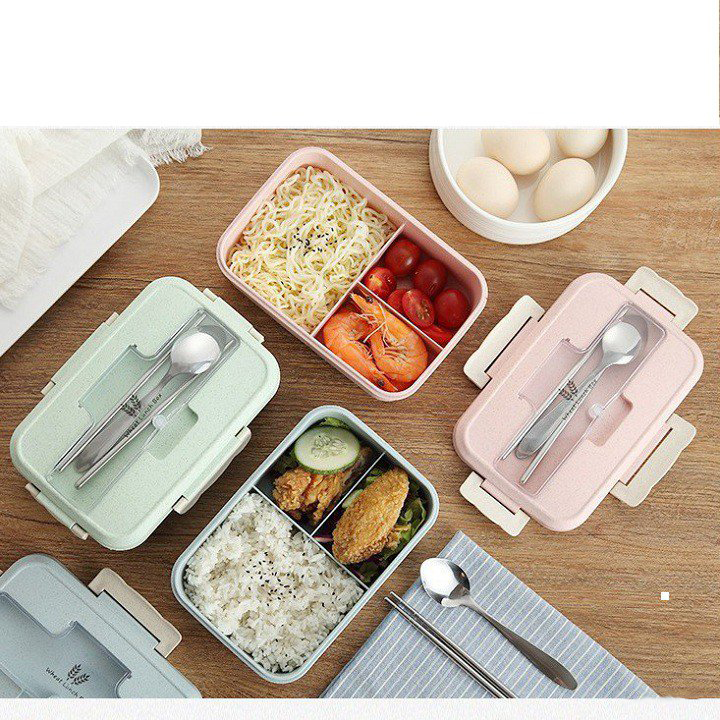 Hộp Đựng Cơm Lúa Mạch Lunch Box + Tặng Kèm Đũa Và Thìa Inox Cao Cấp Hộp Đựng Cơm Lúa Mạch Lunch Box + Tặng Kèm Đũa Và Thìa Inox Cao Cấp