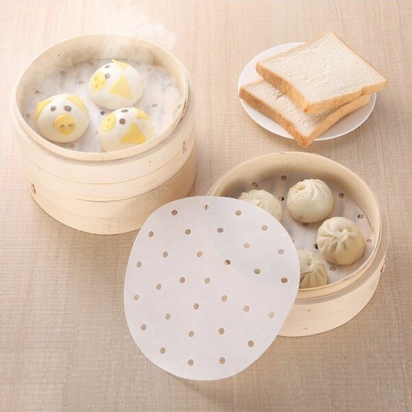 Set 100 Tờ Giấy Nến Thấm Dầu Dùng Lót Hấp Bánh Và Lót Nướng Size 21.5cm