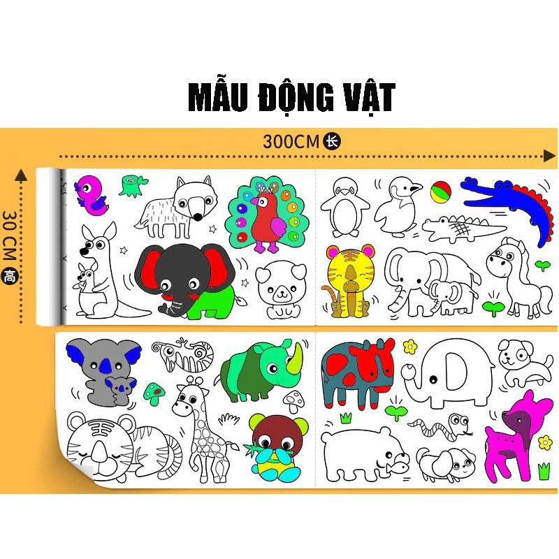 Tranh Tô Màu Cho Bé Dài 3M, Có Thể Cắt Dán Làm Sticker Cho Bé Tranh Tô Màu Cho Bé Dài 3M, Có Thể Cắt Dán Làm Sticker Cho Bé