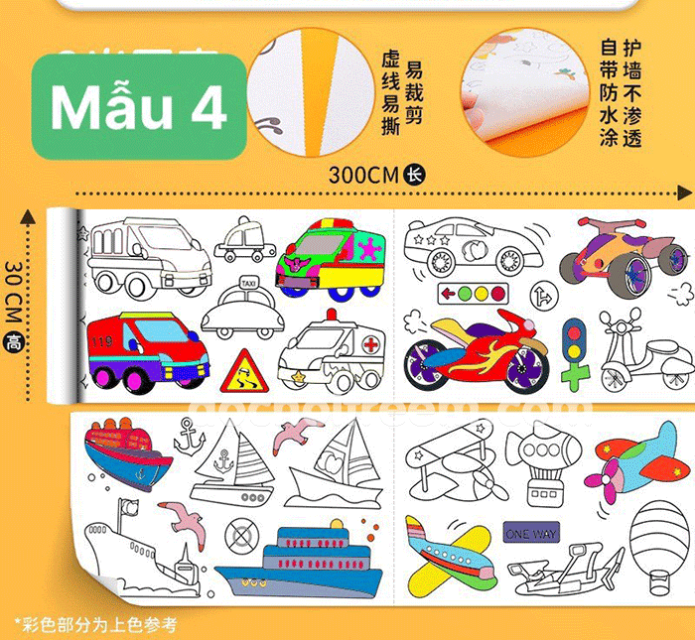 Tranh Tô Màu Cho Bé Dài 3M, Có Thể Cắt Dán Làm Sticker Cho Bé Tranh Tô Màu Cho Bé Dài 3M, Có Thể Cắt Dán Làm Sticker Cho Bé