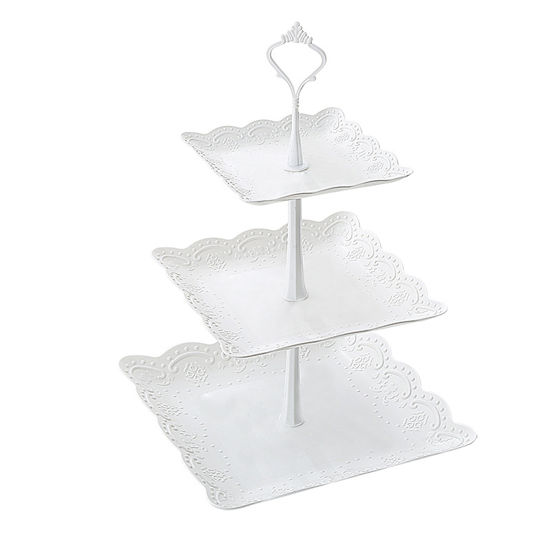 Khay Đựng Trái Cây, Bánh 3 Tầng Vuông 37X24Cm Khay Đựng Trái Cây, Bánh 3 Tầng Vuông 37X24Cm