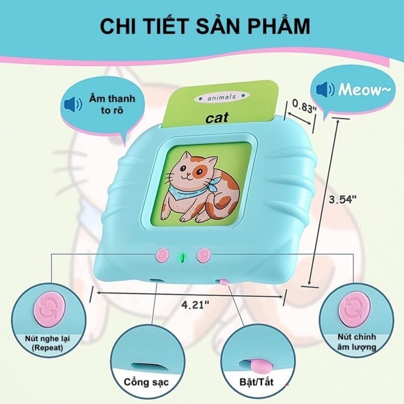 Máy Học Tiếng Anh Đọc Thẻ Flashcard 224 Từ Vựng Kèm Dây Sạc Máy Học Tiếng Anh Đọc Thẻ Flashcard 224 Từ Vựng Kèm Dây Sạc