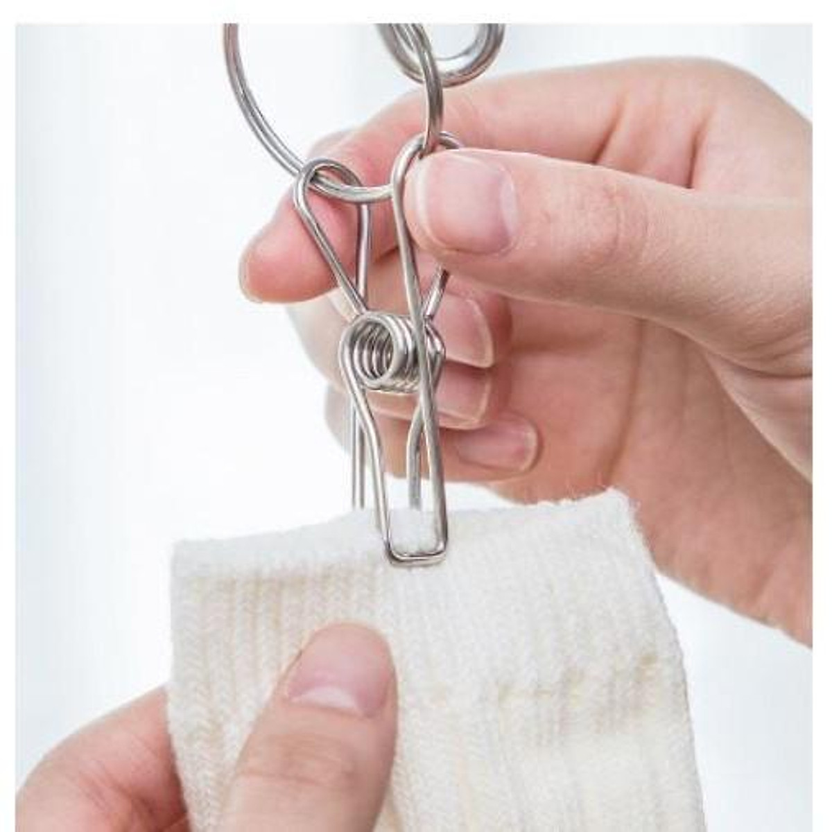 Móc Treo Quần Áo, Tất Vớ Bằng Inox 10 Kẹp Chống Rơi
