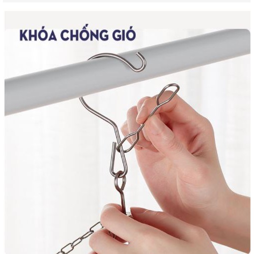 Móc Treo Quần Áo, Tất Vớ Bằng Inox 10 Kẹp Chống Rơi