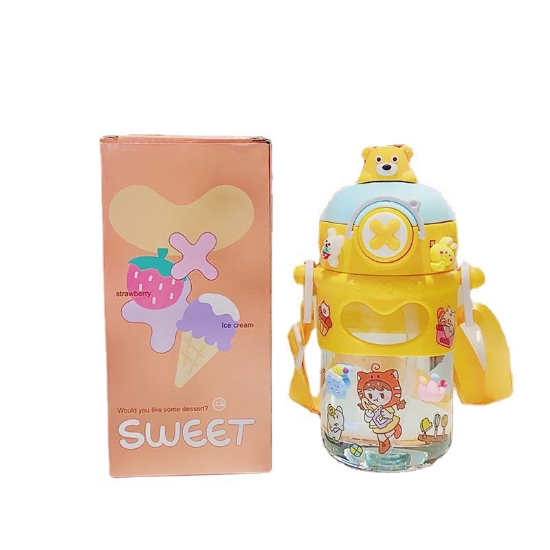 Bình Nước Có Kèm Dây Đeo 720Ml Gấu Cute Dễ Thương