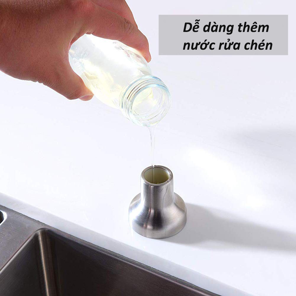 Bình Đựng Nước Rửa Chén, Xà Bông Inox 304 Gắn Bồn Rửa Bát