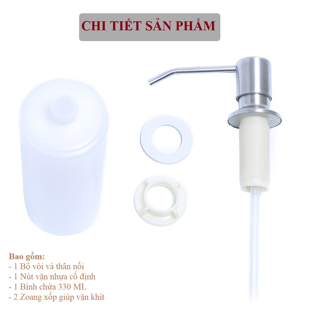 Bình Đựng Nước Rửa Chén, Xà Bông Inox 304 Gắn Bồn Rửa Bát