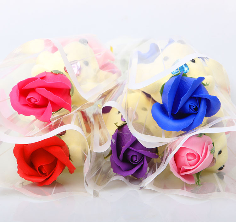 Hoa Hồng Sáp 1 Bông Kèm Gấu