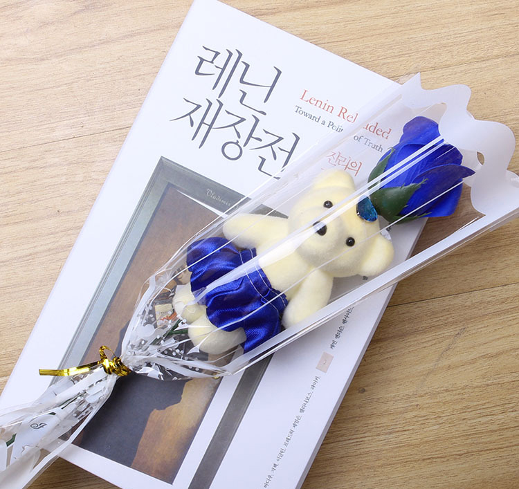 Hoa Hồng Sáp 1 Bông Kèm Gấu