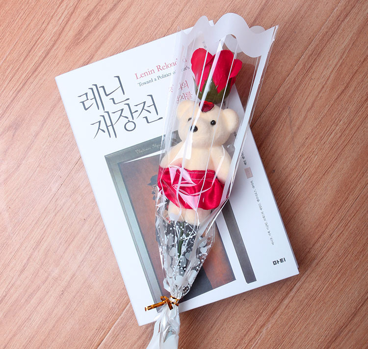 Hoa Hồng Sáp 1 Bông Kèm Gấu