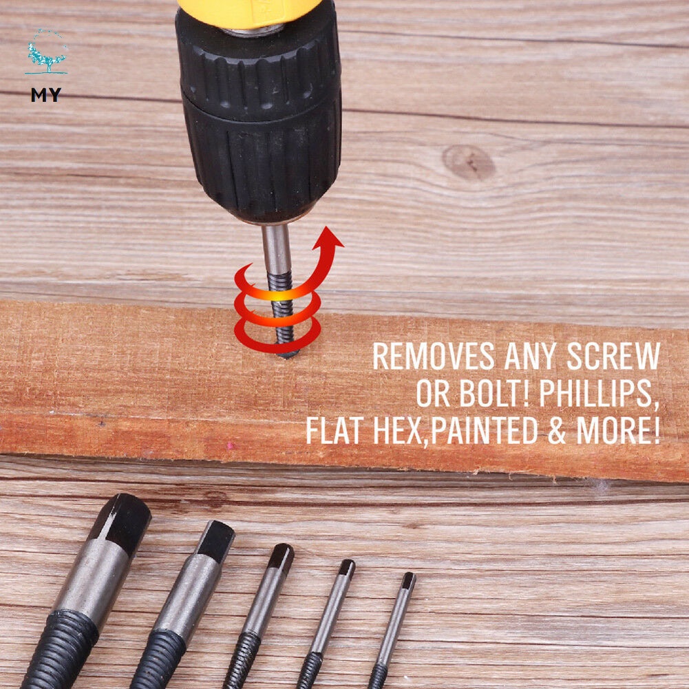 Bộ 5 Mũi Khoan Tháo Ốc Vít Hư Hỏng Dễ Dàng Bộ 5 Mũi Khoan Tháo Ốc Vít Hư Hỏng Dễ Dàng