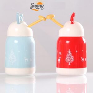 Bình Nước Tai Hươu Lõi Thuỷ Tinh Bọc Nhựa 380Ml Tiện Lợi