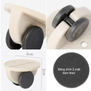 Bộ 4 Bánh Xe Mini Tiện Dụng Gắn Đồ Vật Giúp Di Chuyển Kệ, Hộp, Giá Để Đồ Dễ Dàng