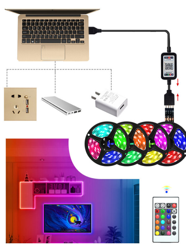 Dây Đèn Led Đổi Màu GRB 3M Kết Nối Bluetooth Có Remote