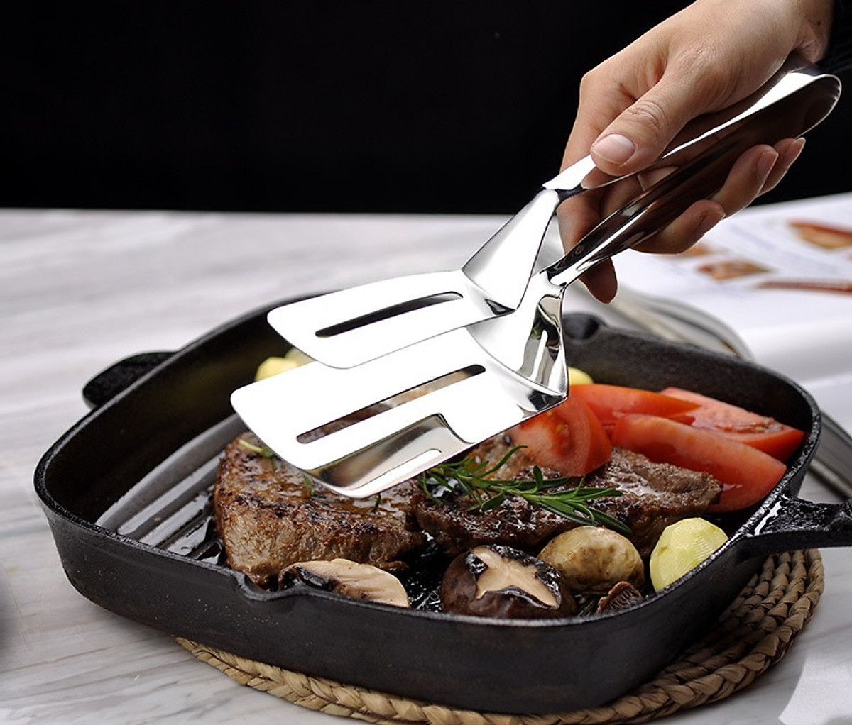 KẸP GẮP THỨC ĂN BẰNG INOX - 26CM KẸP GẮP THỨC ĂN BẰNG INOX - 26CM