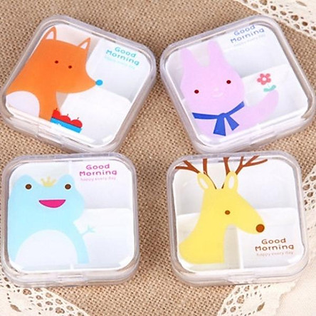 Hộp Nhựa Đựng Thuốc 4 Ngăn Hình Thú 6.5x6.5cm Hộp Nhựa Đựng Thuốc 4 Ngăn Hình Thú 6.5x6.5cm