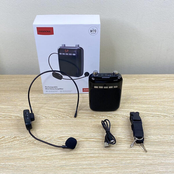 Loa Trợ Giảng Không Dây Zansong M70 Kèm Mic Cài Đầu Có Bluetooth 5.1