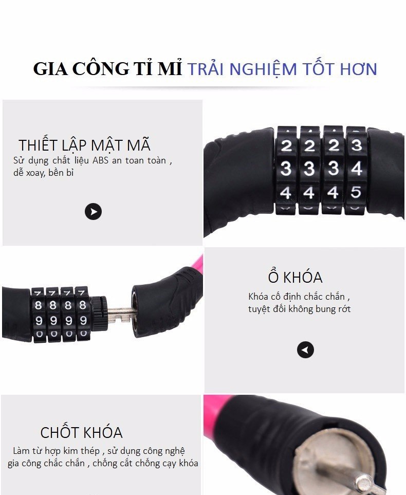 Khóa Số Dây 4 Số Chống Trộm Xe Máy, Xe Đạp Khóa Số Dây 4 Số Chống Trộm Xe Máy, Xe Đạp