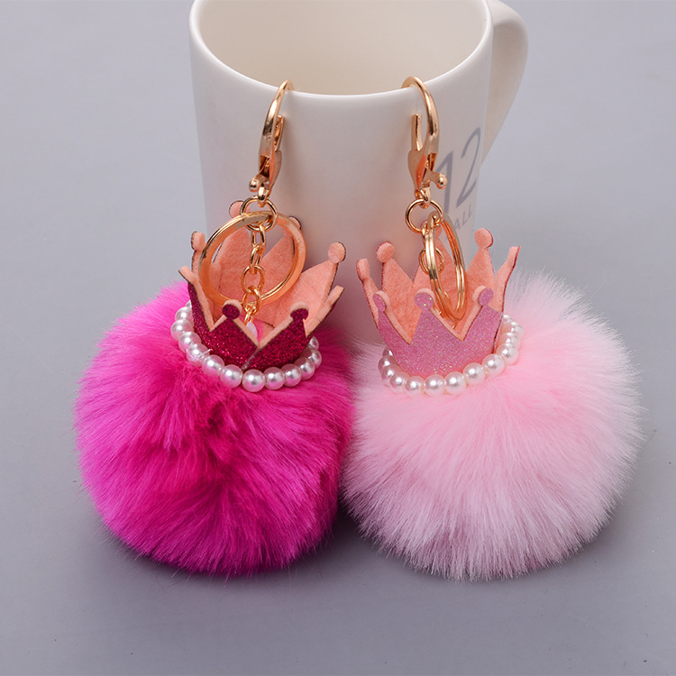 Móc Khóa Cục Bông Giả Lông Thú 8Cm Nhiều Màu Sắc Thời Trang