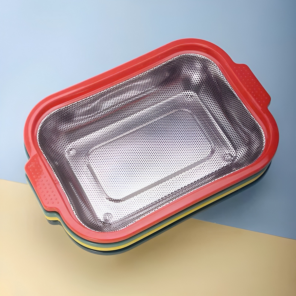 Rổ Lưới Inox Chữ Nhật Có Quai Mã 3524 Size Lớn (Cái