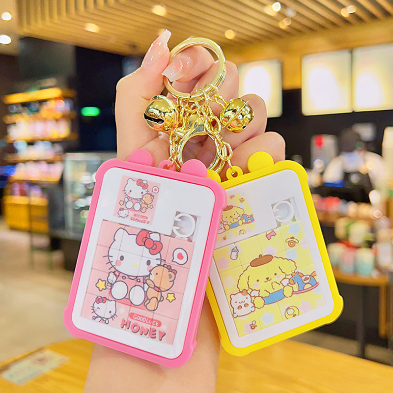 Móc Khóa Kèm Đồ Chơi Xếp Hình Kuromi Chuông Cinnamoroll Dễ Thương