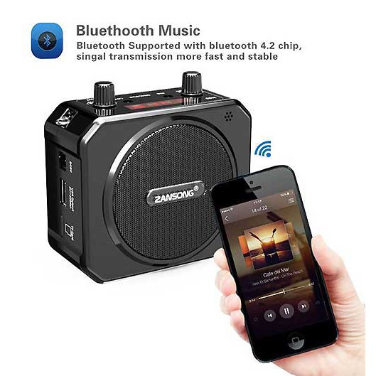 Loa Trợ Giảng Không Dây Zansong M80 Kèm Mic Cài Đầu Có Bluetooth