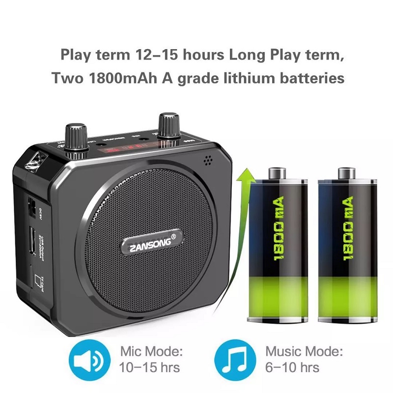 Loa Trợ Giảng Không Dây Zansong M80 Kèm Mic Cài Đầu Có Bluetooth