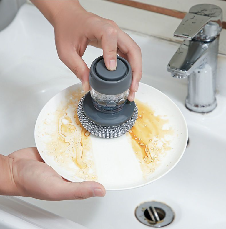 Dụng Cụ Cọ Rửa Xoong Nồi Đa Năng Có Bình Chứa Tiện Lợi