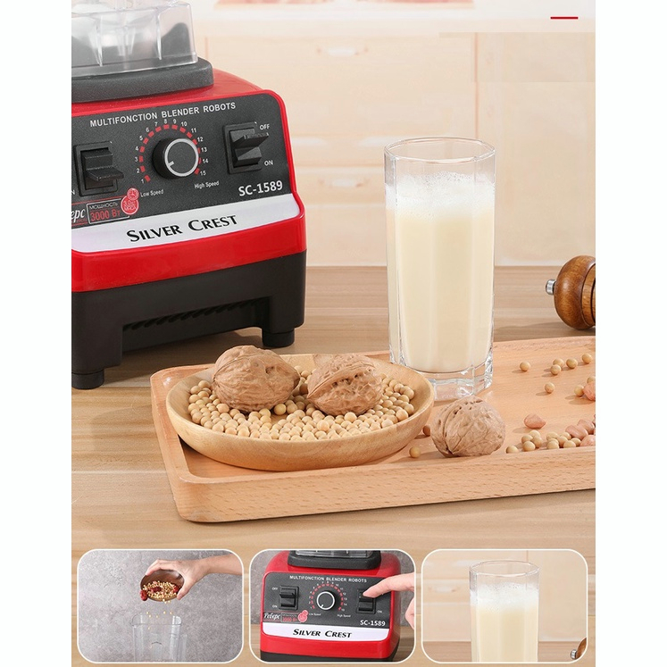 Máy Xay Sinh Tố Công Nghiệp Silver Crest 4500W 2 Cối Xay Máy Xay Sinh Tố Công Nghiệp Silver Crest 4500W 2 Cối Xay
