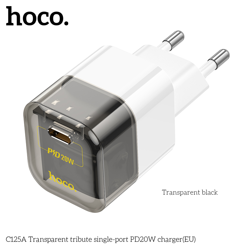 Cốc Sạc Pd20W Một Cổng Type C Trong Suốt Eu