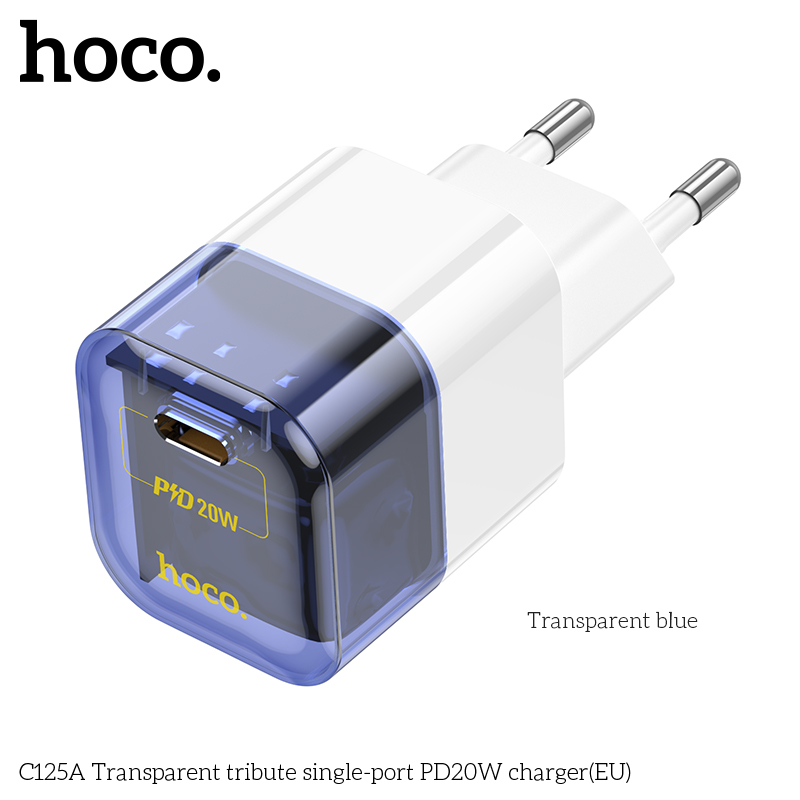 Cốc Sạc Pd20W Một Cổng Type C Trong Suốt Eu