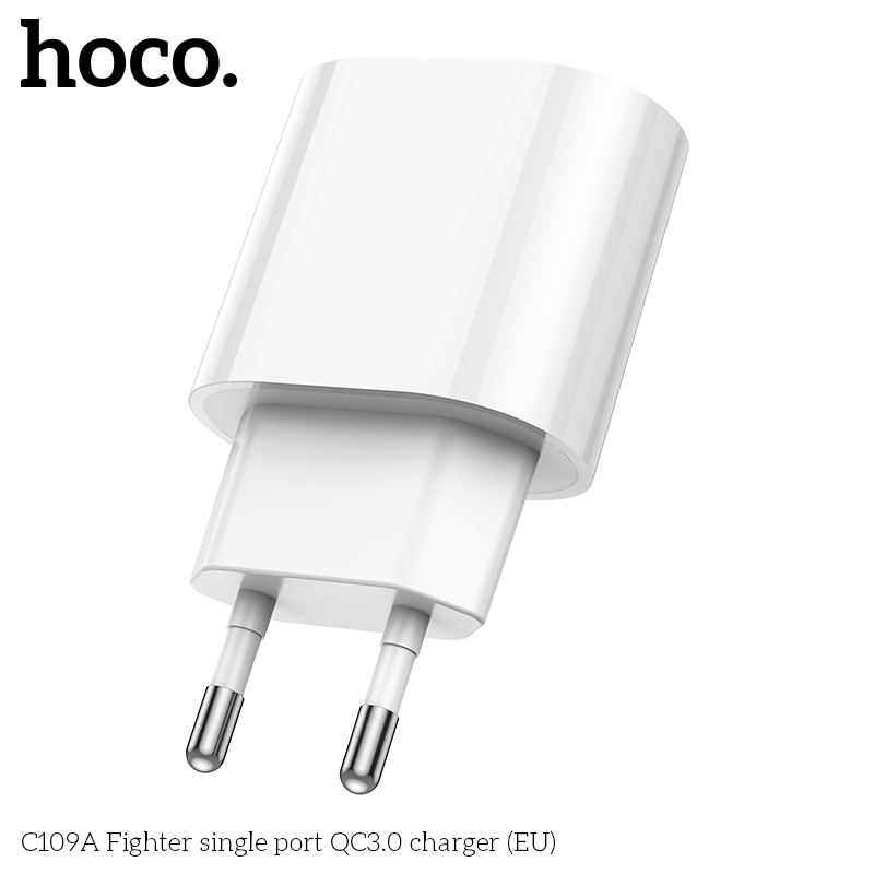 Củ Sạc Hoco C109A Sạc Nhanh 18W Qc3.0 Chân Cắm Eu 1 Cổng Usb Củ Sạc Hoco C109A Sạc Nhanh 18W Qc3.0 Chân Cắm Eu 1 Cổng Usb