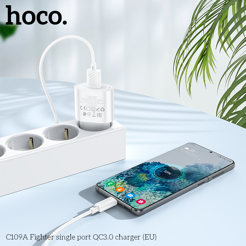 Củ Sạc Hoco C109A Sạc Nhanh 18W Qc3.0 Chân Cắm Eu 1 Cổng Usb Củ Sạc Hoco C109A Sạc Nhanh 18W Qc3.0 Chân Cắm Eu 1 Cổng Usb