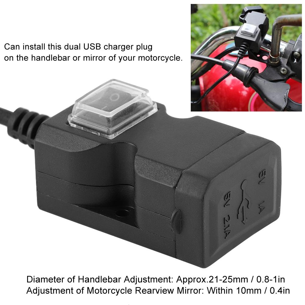 Bộ Sạc Điện Thoại Gắn Xe Máy 2 Cổng Usb Tiện Lợi 12V