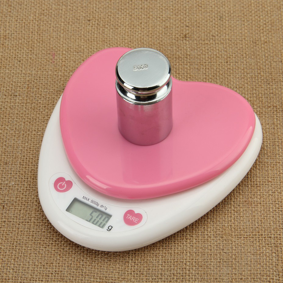 Cân Điện Tử Mini Hình Trái Tim Nhà Bếp 5Kg