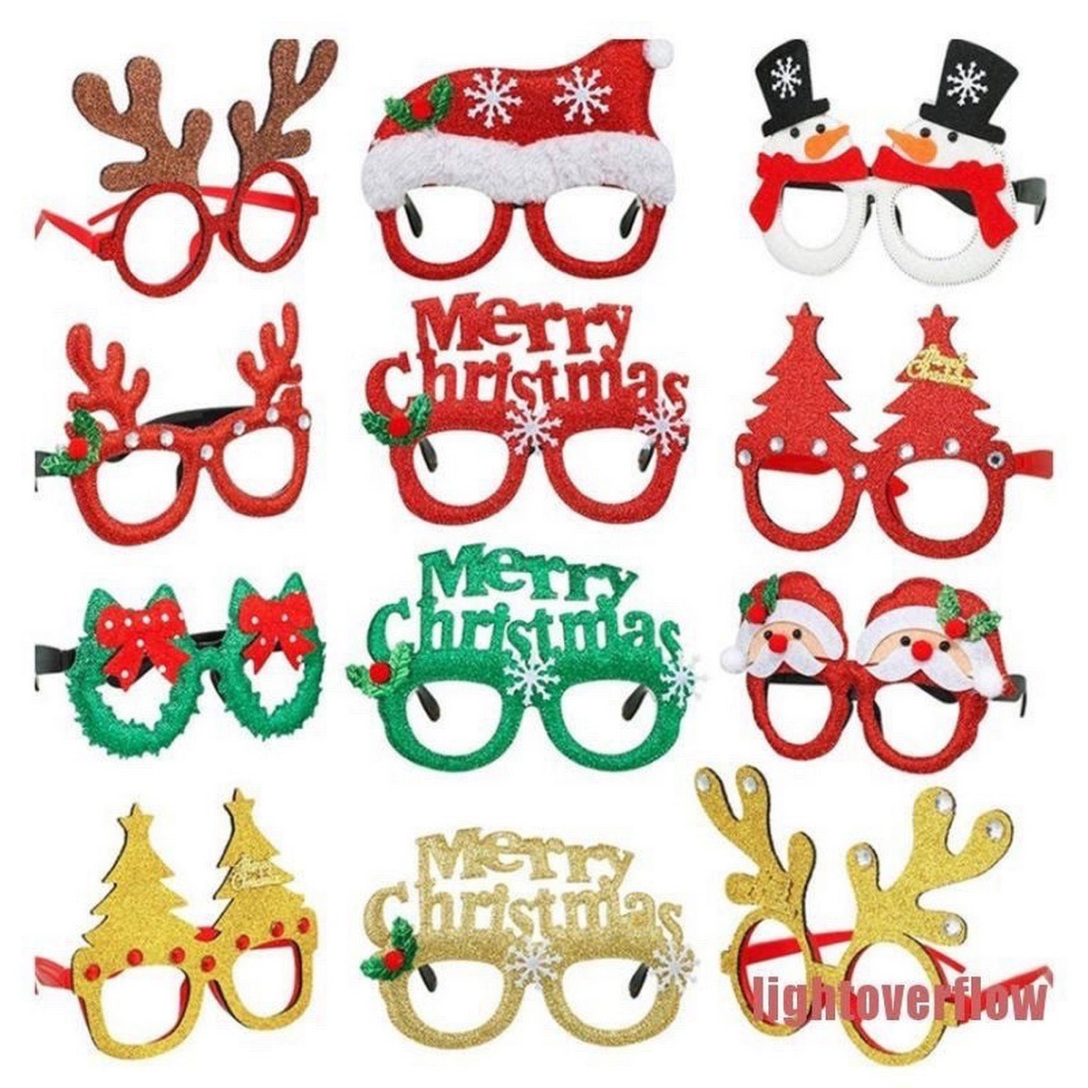 Mắt Kính Merry Chirstmas Người Tuyết, Ông Già Noel, Tuần Lộc Dễ Thương Mắt Kính Merry Chirstmas Người Tuyết, Ông Già Noel, Tuần Lộc Dễ Thương