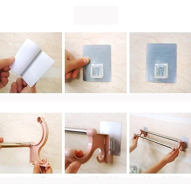Thanh Đôi Dán Tường Treo Khăn Nhà Tắm Có Móc