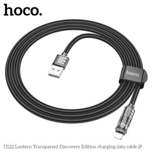 Cáp Sạc & Dữ Liệu Cho IP U122 Trong Suốt Có Led 2.4A Dây Dù Dài 1.2m