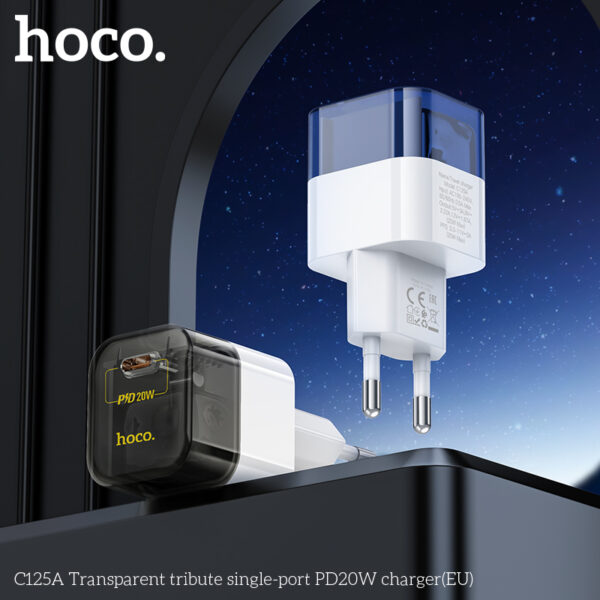 Cốc Sạc Nhanh Hoco Pd20W Một Cổng Type-C C125A Trong Suốt